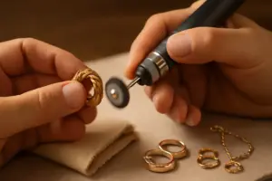 Pulire piccoli dettagli dei gioielli in oro: lo strumento usato dagli orafi per risultati perfetti