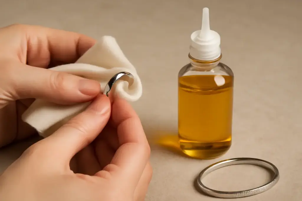 Olio per pulire l’oro bianco: il prodotto che mantiene la lucentezza originale